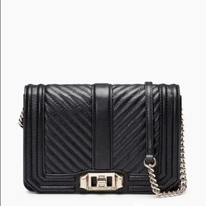 Chevron Quilted Small Love Crossbody in Black